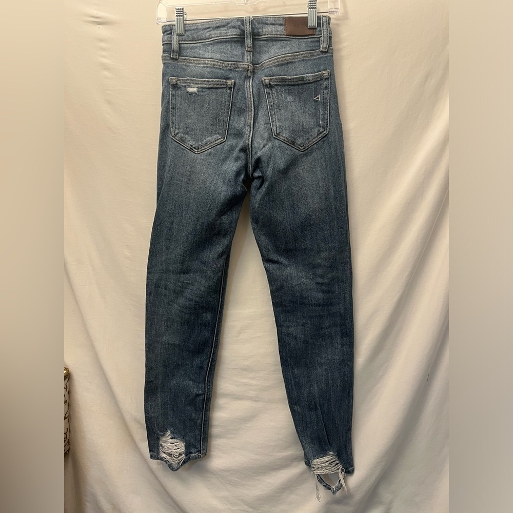 HIDDEN Distressed Flattering High Waist Ankle Straight Leg Faded Wash Jeans 24 - Picture 11 of 12